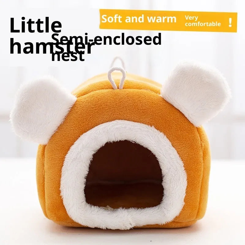 Thick cloth small pet bed in gray colour, enclosed bird-nest shape for hamster, size 15x15x15cm