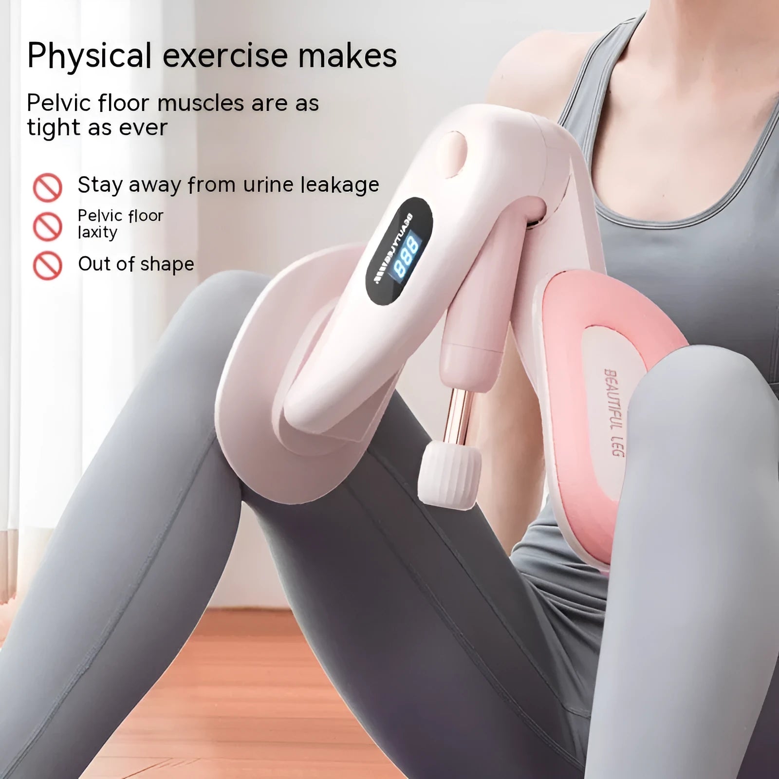 A pelvic floor muscle trainer with a counting function, shown in one of four available colours: blue, grey, green, or pink.
