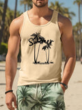 3D printed Hawaiian style men's sleeveless vest tank top in solid colour on polyester fabric