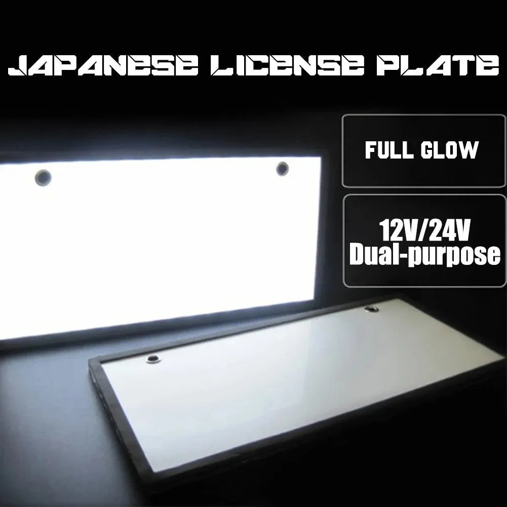 Two plastic-housed LED licence plate light bars for commercial vehicle conversion with 15 lamp beads per unit