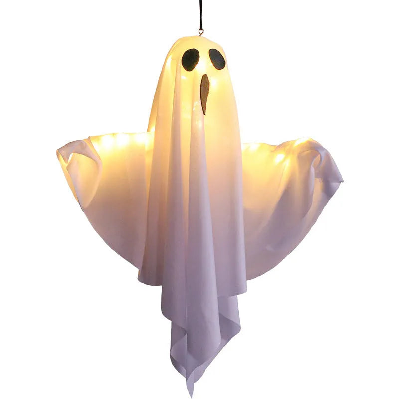 Luminous white ghost horror light with cloth construction for Halloween indoor party arrangements