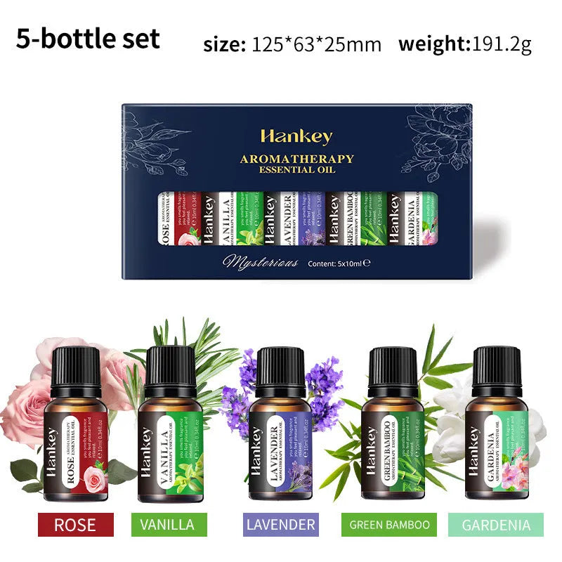 Boxed set of water-soluble aromatherapy essential oils for air freshening