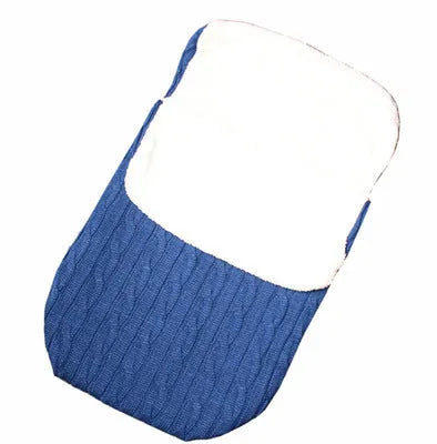 Envelope-style baby stroller sleeping bag in a choice of colours with cotton wool filling.