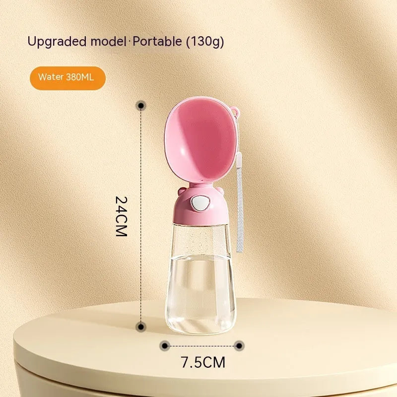 Portable dog water bottle and food container with integrated drinking bowl for pet travel