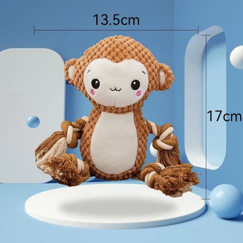 Lion and monkey stuffed squeaky dog toys bundle for medium to large dogs