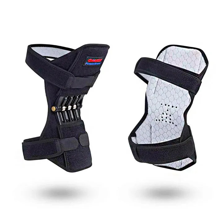 Knee brace with spring mechanism in adjustable design for mountaineering and sports activities