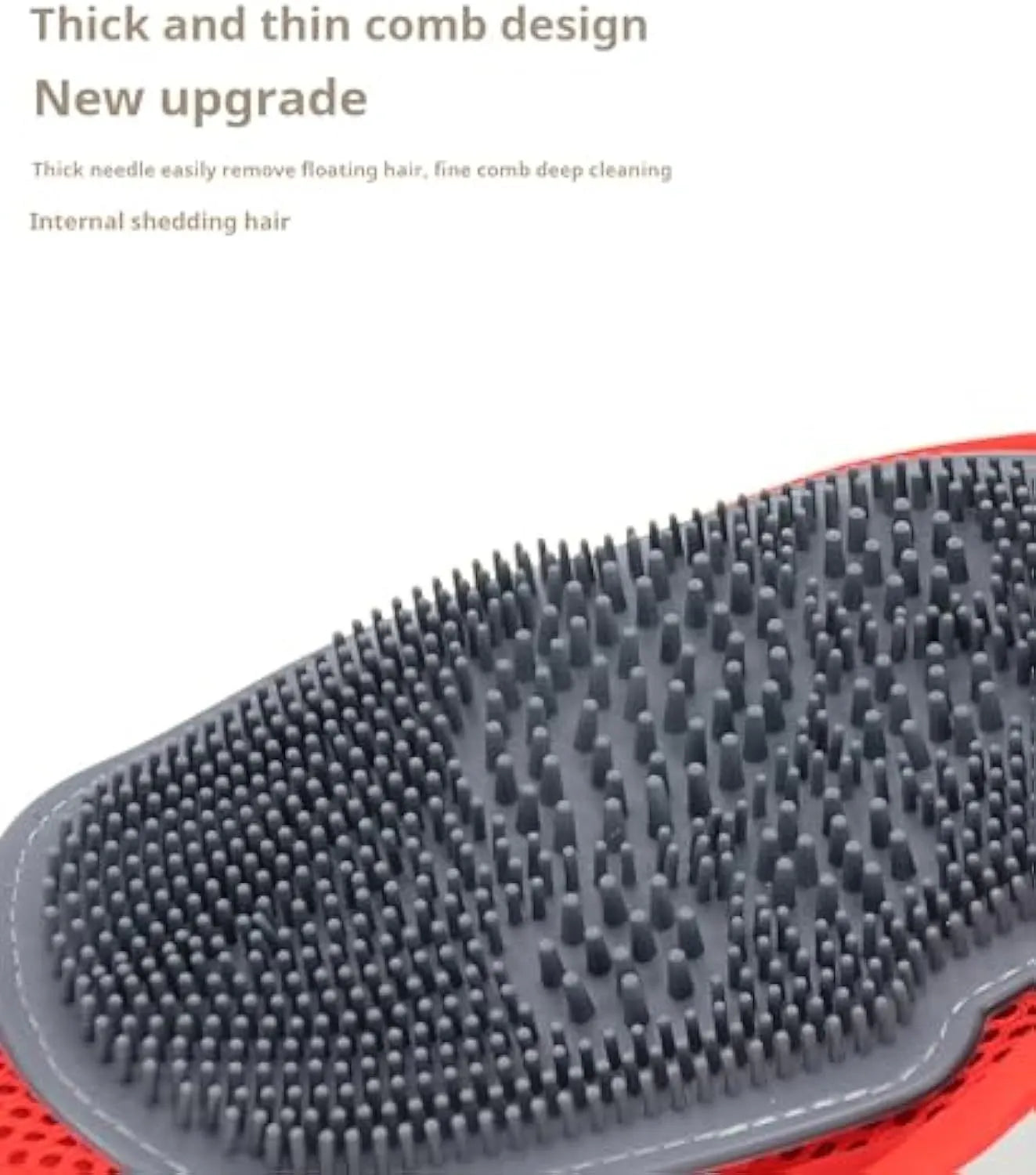 Red pet bathing glove with integrated brush for dog and cat grooming measuring 26×16cm