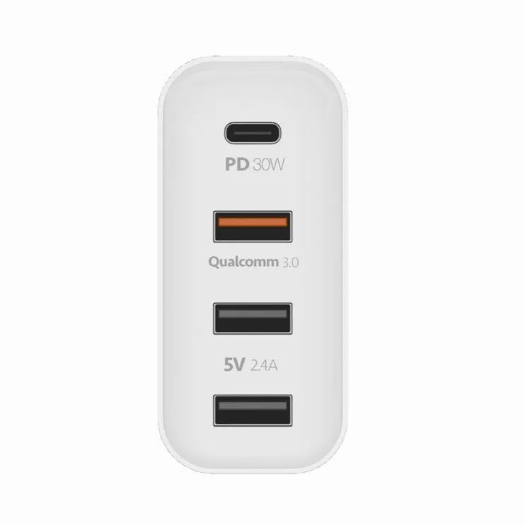 48W four-port USB-C mobile phone charger with worldwide plug options