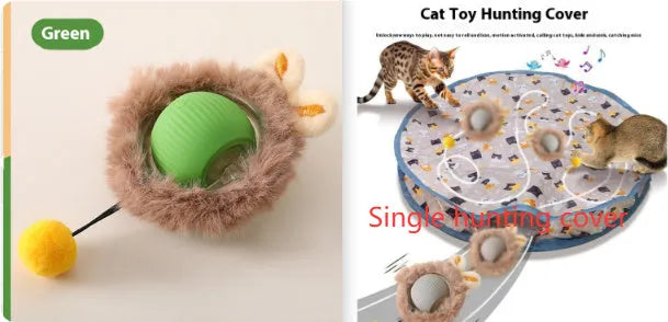 Silicone rolling cat toy ball available in red, green, and grey colours