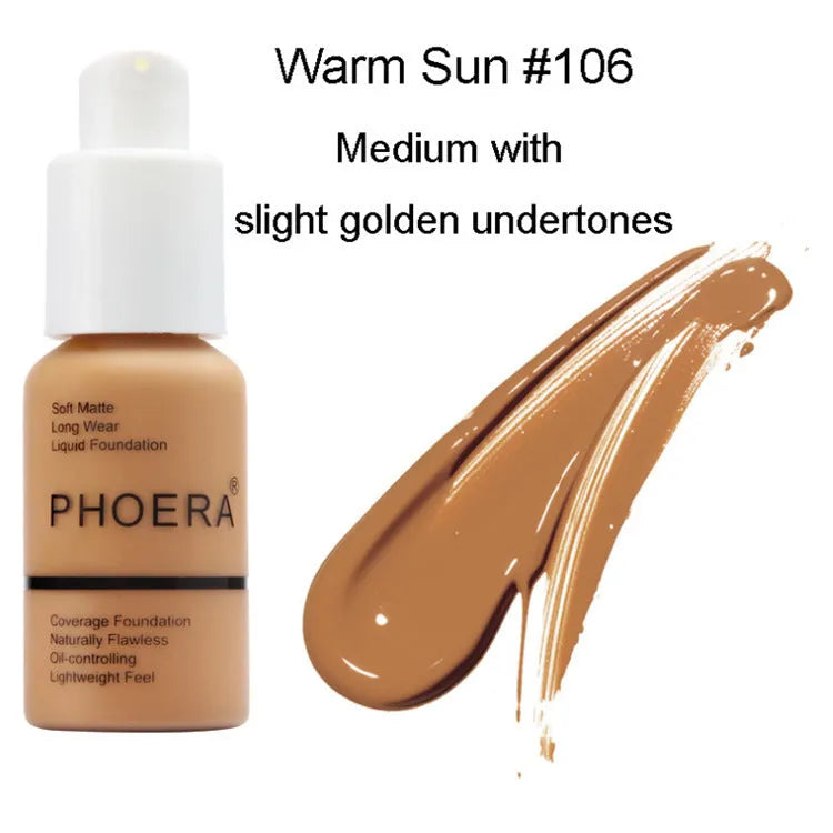 Natural shade liquid foundation cream with oil control and matte concealer finish in compact packaging