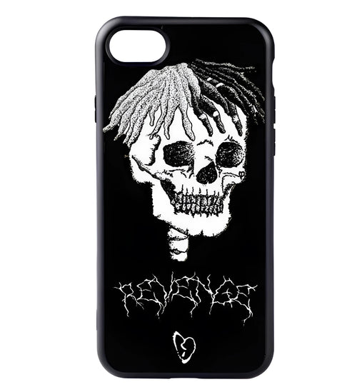 Transparent matte iPhone case with XXXTentacion artwork, shown on an iPhone model