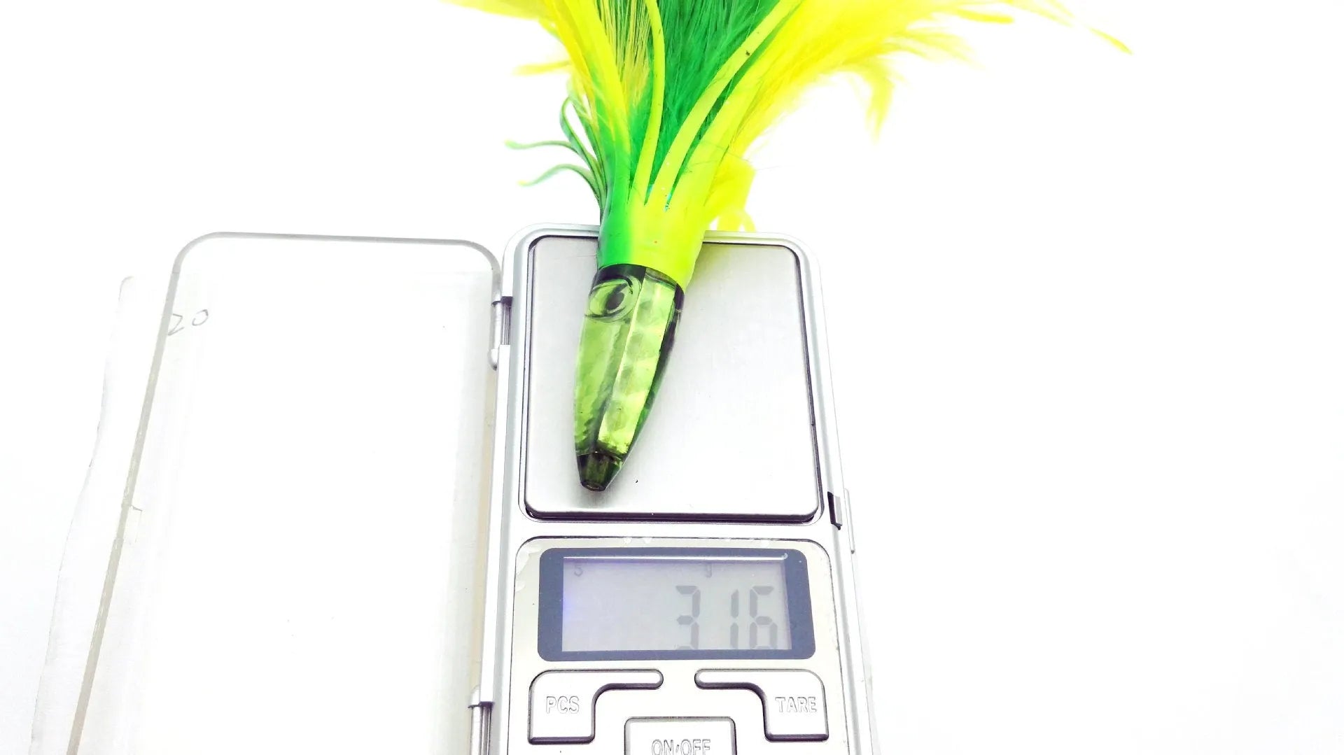 Acrylic sea fishing octopus headband feathered dress lure 14cm 32g resin fish head