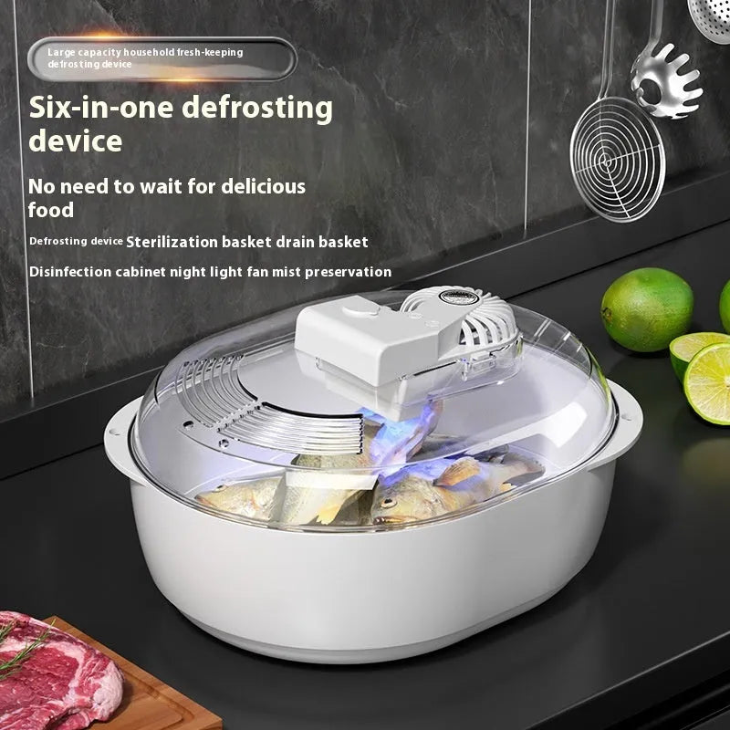 Aluminium quick defrosting plate in a modern simple style, shown as a separate board and in a kit.