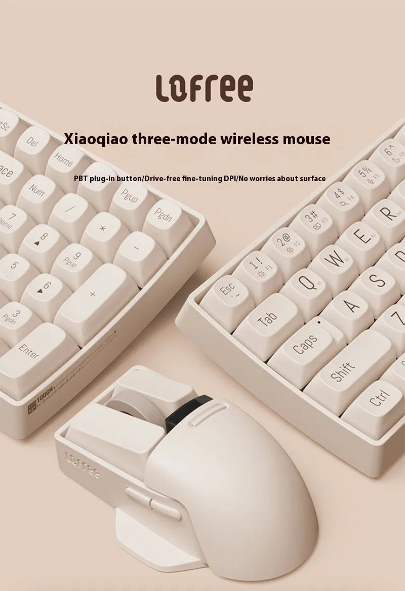 Xiaoqiao tofu colour wireless mouse showing seven buttons and scroll wheel