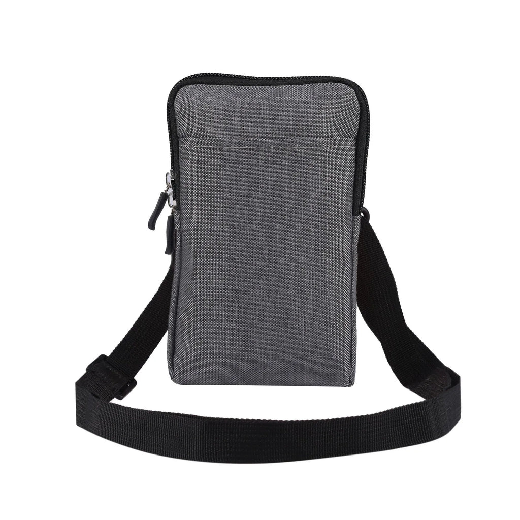 A solid colour neoprene waterproof waist bag worn diagonally across the body, shown in black.