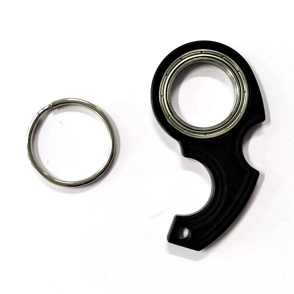 Metal texture rotating keychain in American style, 5x3.8mm, black colour with key ring