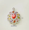Women’s floral-shaped zircon pendant necklace in gold finish with optional matching chain