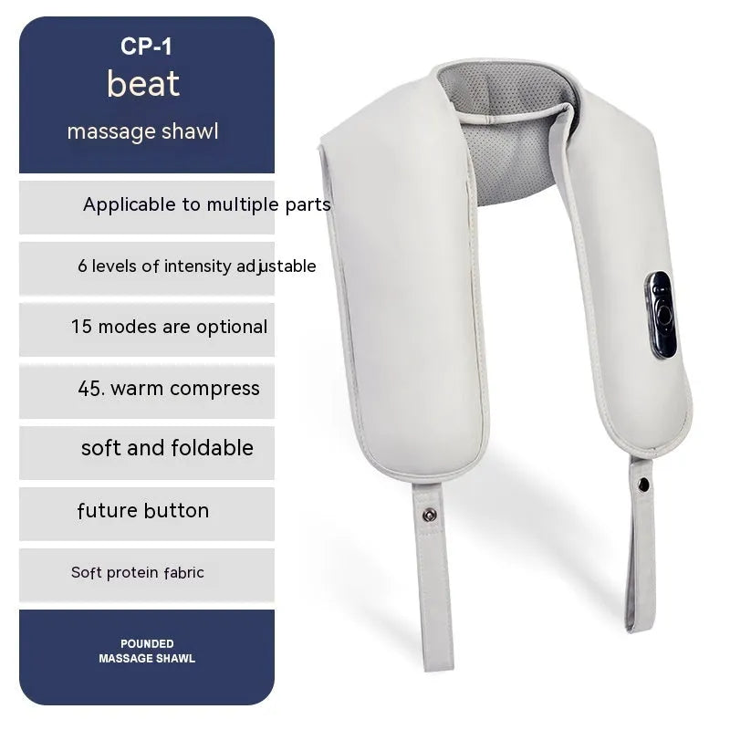 Beige electric clip kneading shoulder and neck massager with half PU leather cover