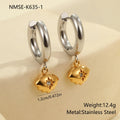Christmas tree design earrings in stainless steel with 18K gold electroplated silver-tone finish