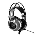 K9 wired gaming headset with headband, 3.5mm plug, and noise cancelling microphone in black and orange