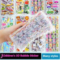 Children's 3D cartoon bubble reward stickers in mixed colours on white background
