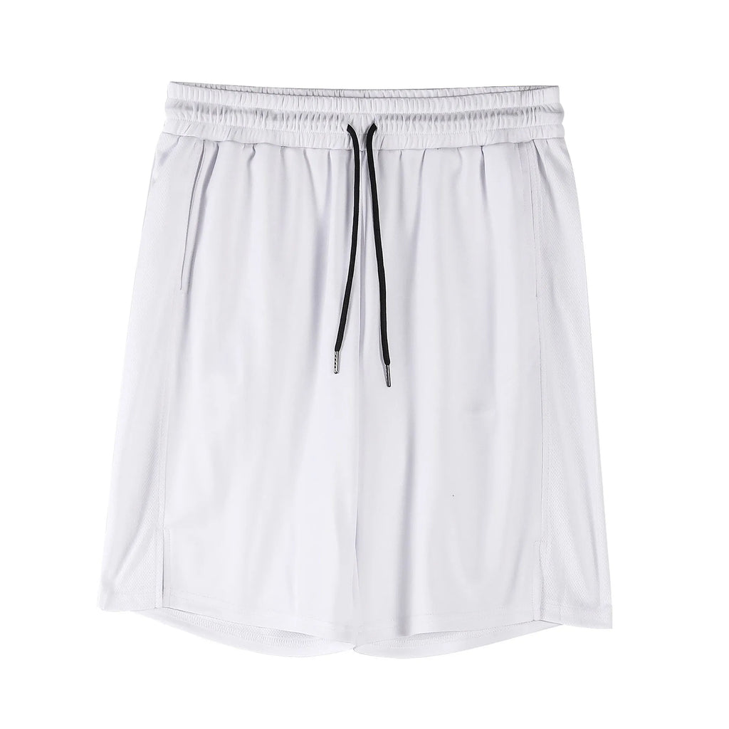 Men's black quick-drying mesh fitness shorts with elastic waistband