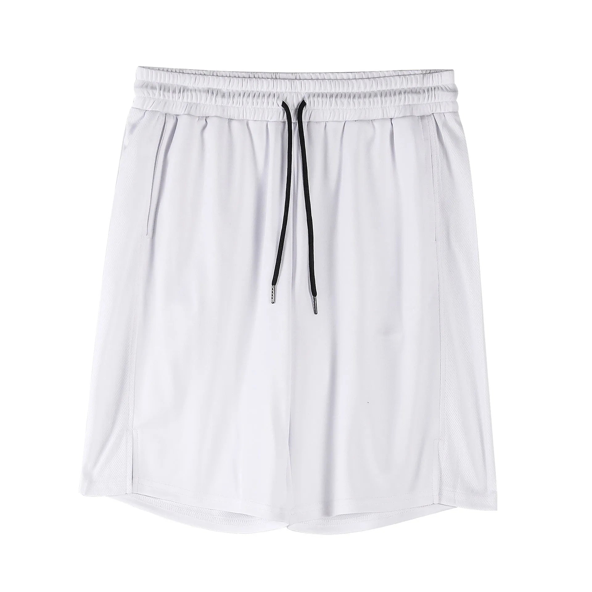Men's black quick-drying mesh fitness shorts with elastic waistband