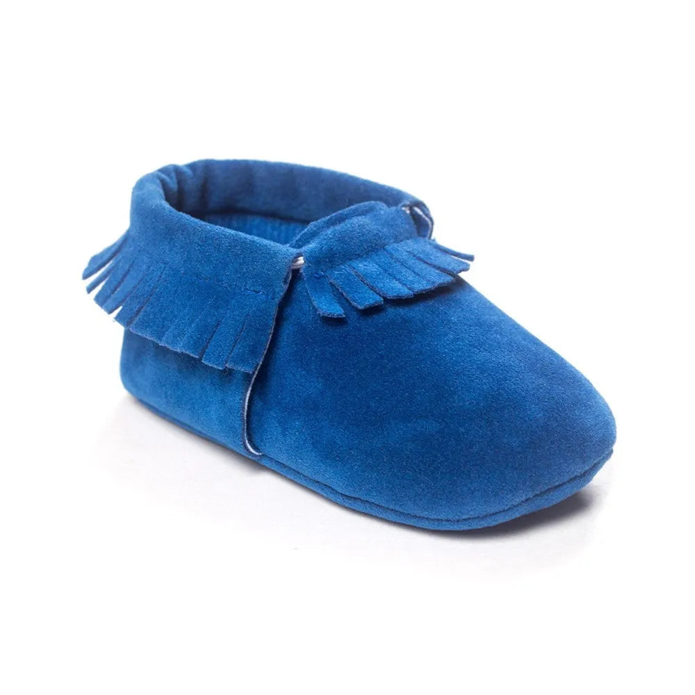 PU suede leather newborn baby shoes with soft sole and non-slip grip available in multiple colours