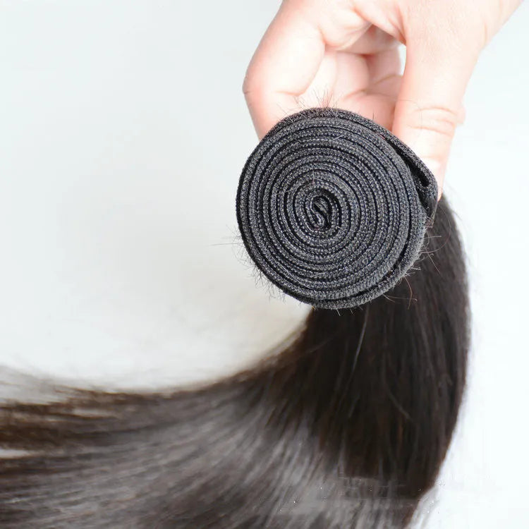 Brazilian virgin straight hair real human hair wig machine made medium long length natural black colour