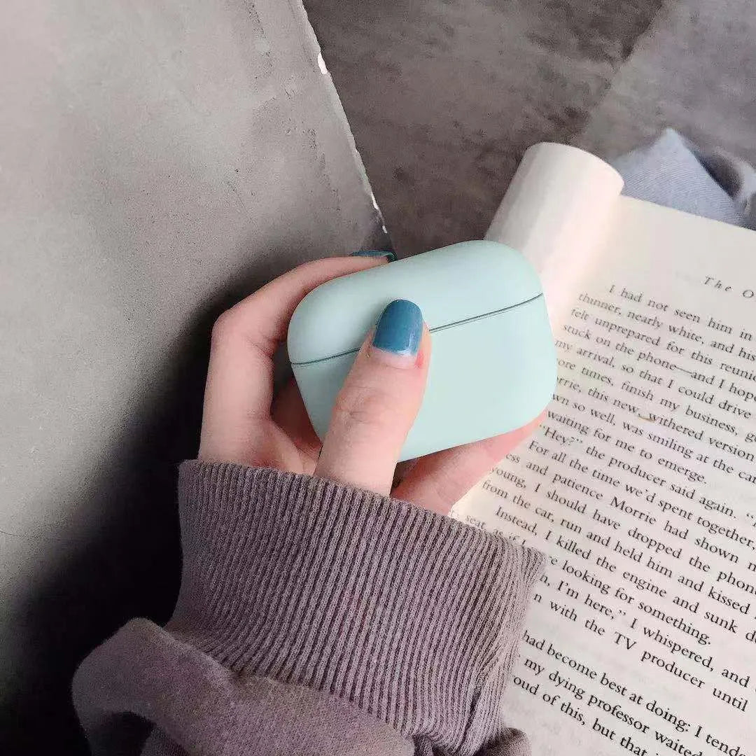 Plastic protective case for Apple AirPods Pro headphones shown in multiple colour options.