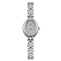 Women's light luxury retro compact alloy watch with 8mm thin case and white dial on white strap