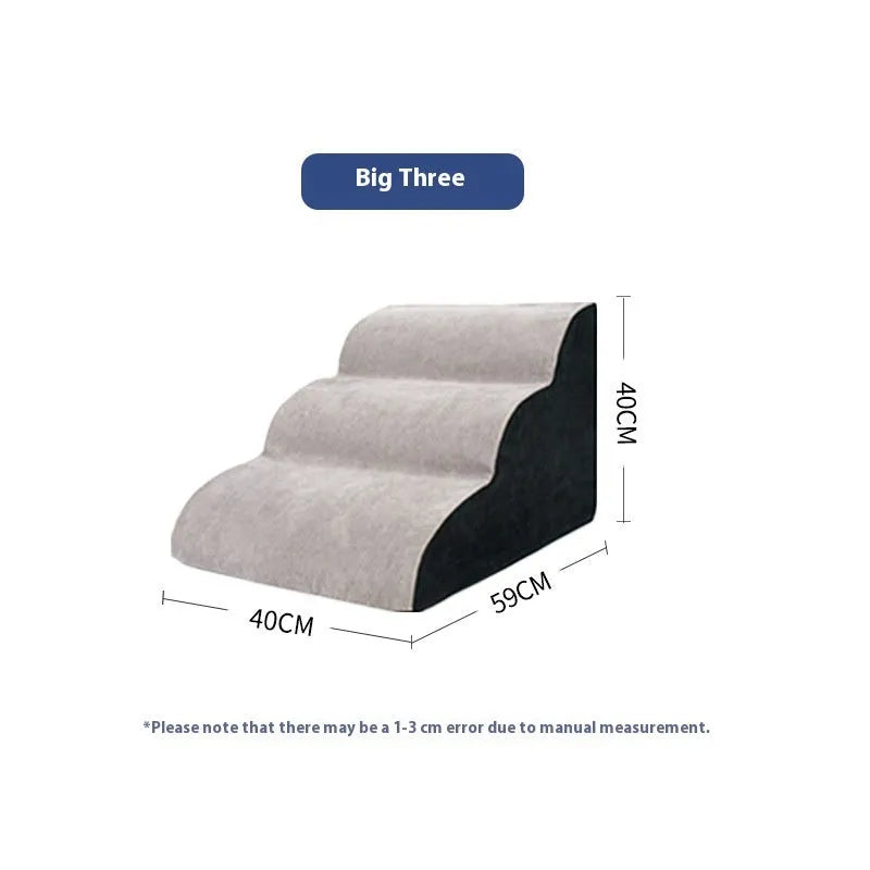 Wave pet stairs for small dogs in cloth fabric with multi-level slope options and colour choices including beige, gray, black, khaki, and tiger embroidery