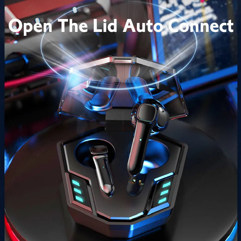 A compact, minimalist wireless Bluetooth gaming headset in the colour shown, made from black ABS plastic.