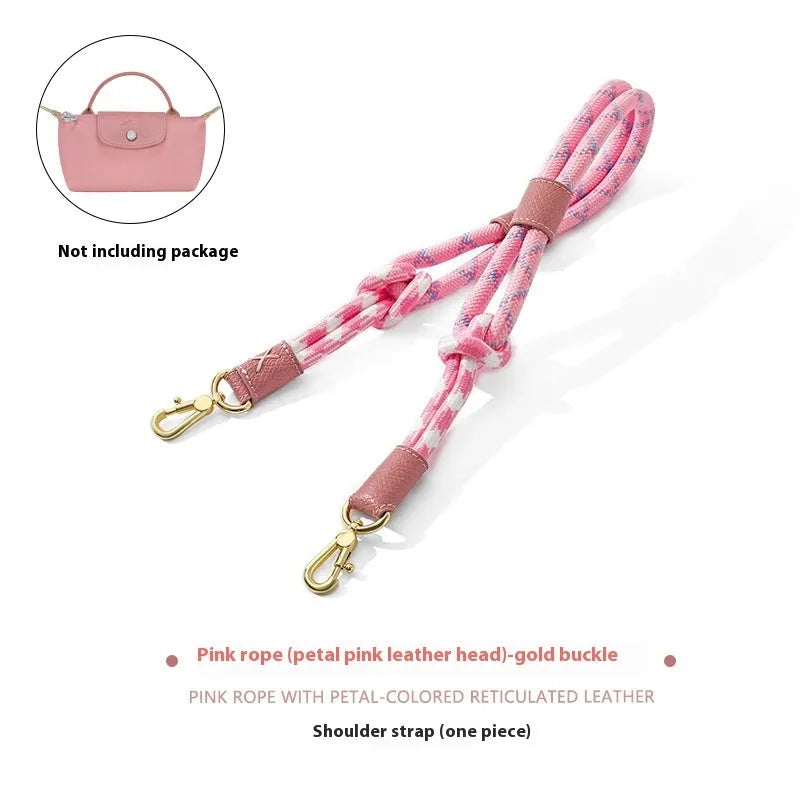 Braided nylon and cowhide leather crossbody strap with alloy buckle for bag modification