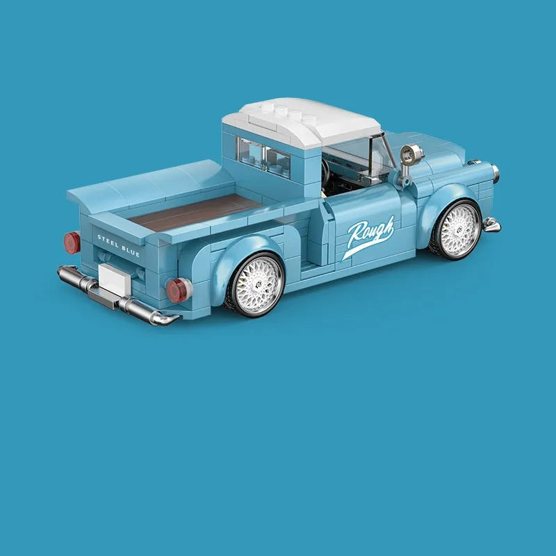 Pipo PB8840 retro pickup truck car model building block kit plastic assembly toy