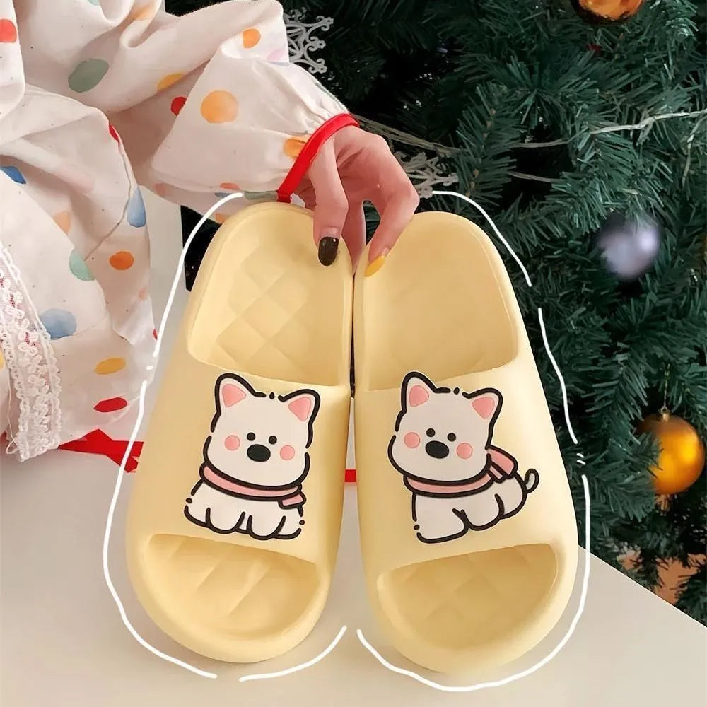 Rhombus-patterned PVC summer slippers in four colours with floral design and thickened sole