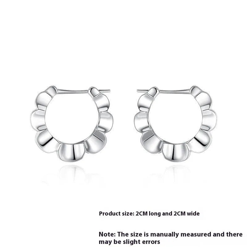 Sterling silver retro geometric earrings with round elements and electroplated finish