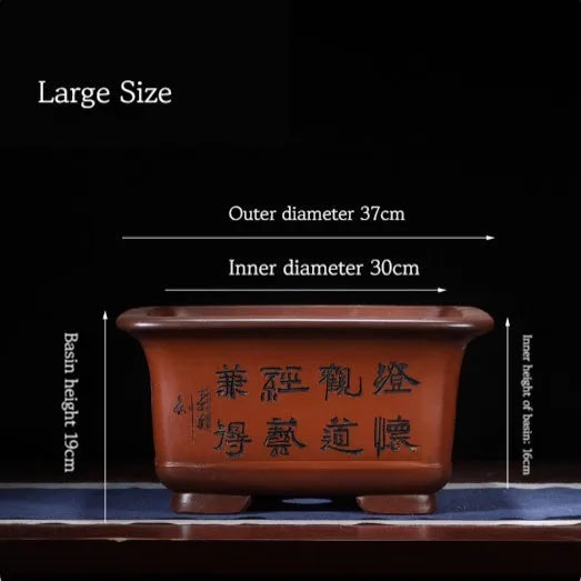 Large purple clay Chinese style flower pot for indoor plants
