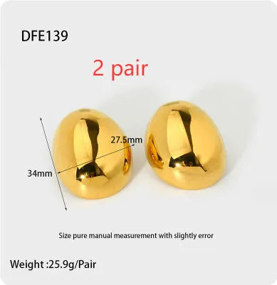 Geometric line ear studs with 18K gold electroplated finish and glazed surface on stainless steel