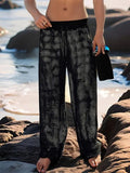 Fashion Personality Men's Casual Pants in bamboo fibre, high waist, black colour, viewed front on