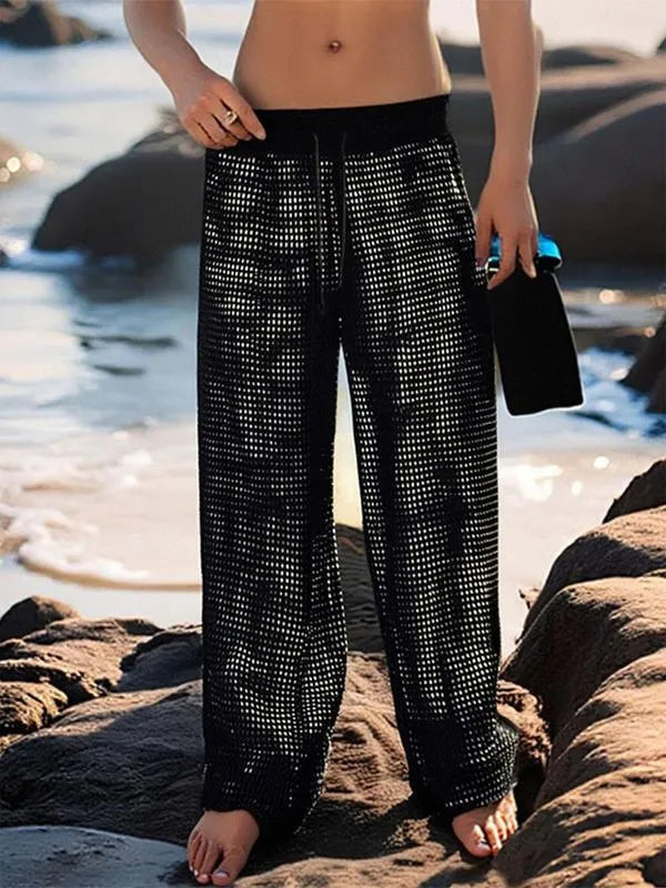 Fashion Personality Men's Casual Pants in bamboo fibre, high waist, black colour, viewed front on