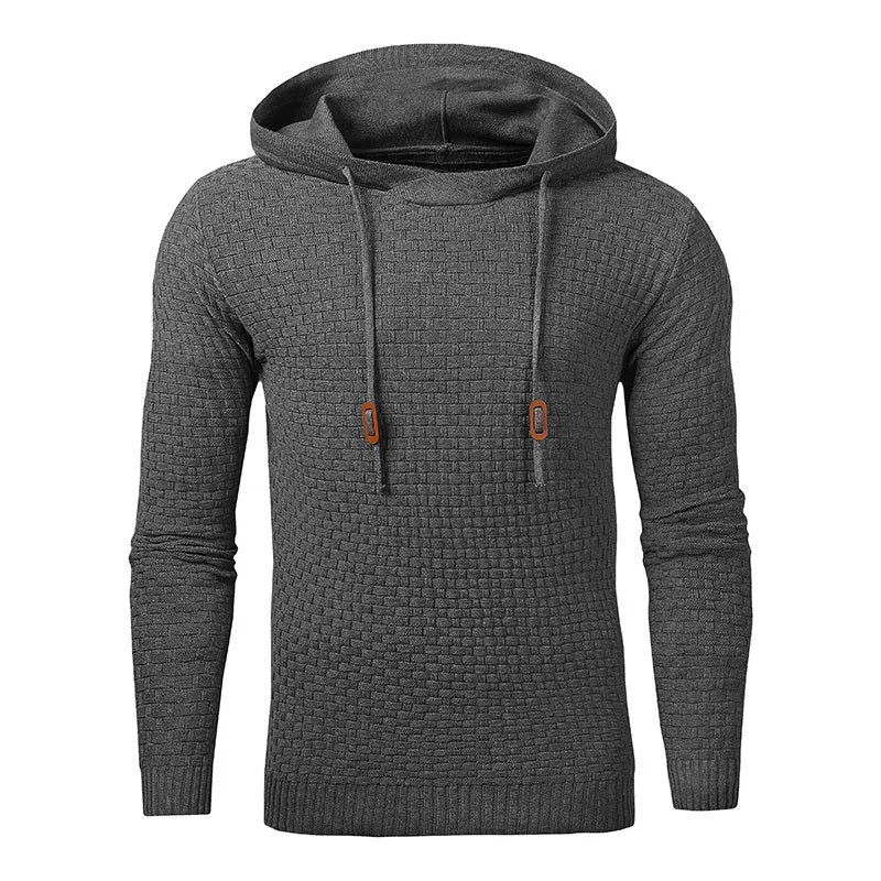Men's hooded sweatshirt in a cotton-polyester blend available in multiple colours on a size chart