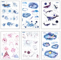 Abu Japanese paper sticker set showing fantasy stars design measuring 10.5cm by 14.1cm