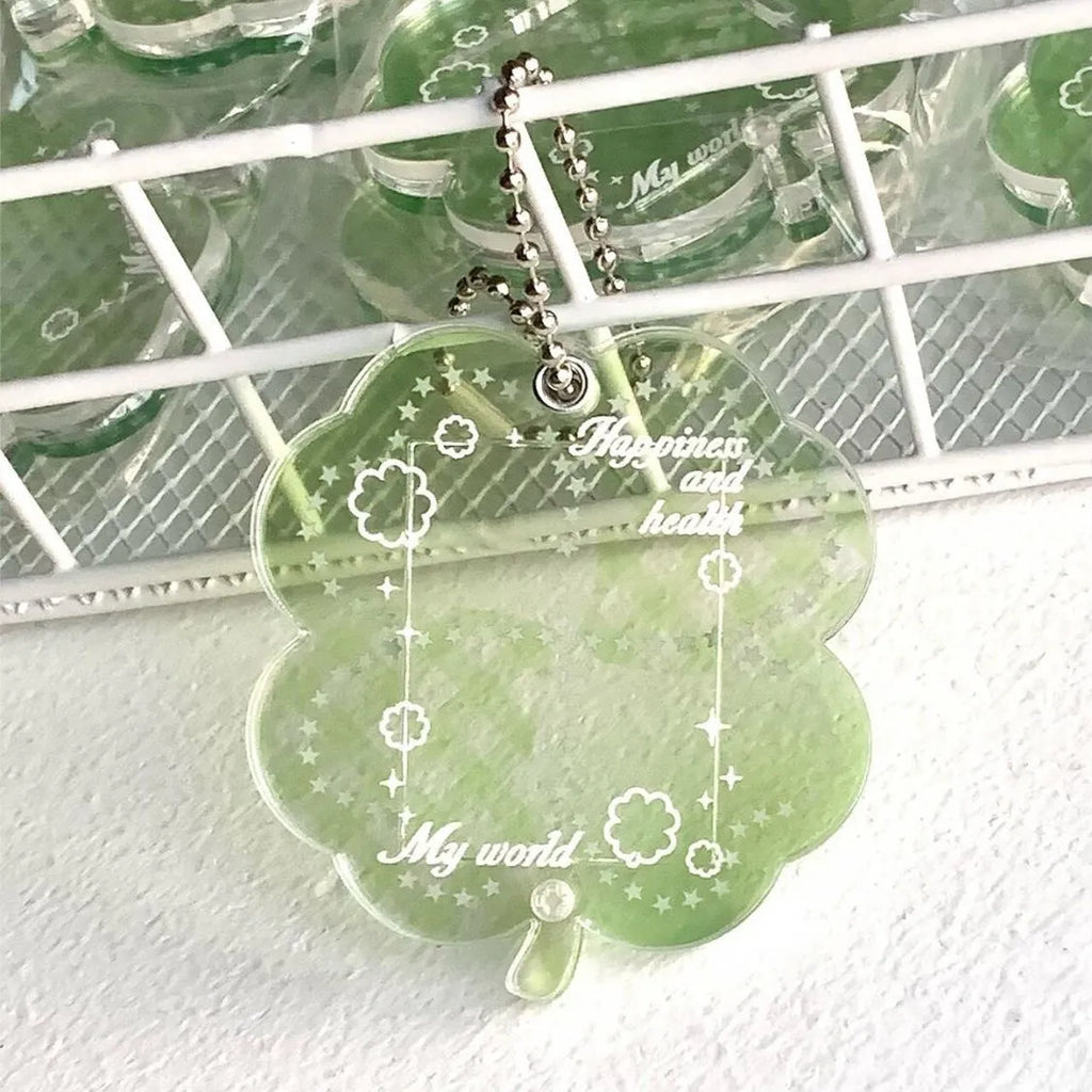 Acrylic four-leaf clover phone pendant keychain in blue and green colours