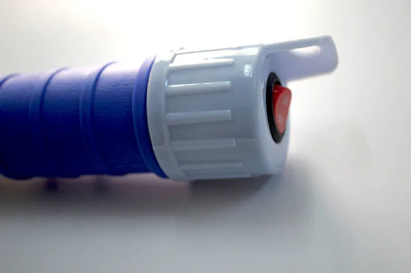 Blue manual hand pump for transferring gasoline and liquids to vehicles