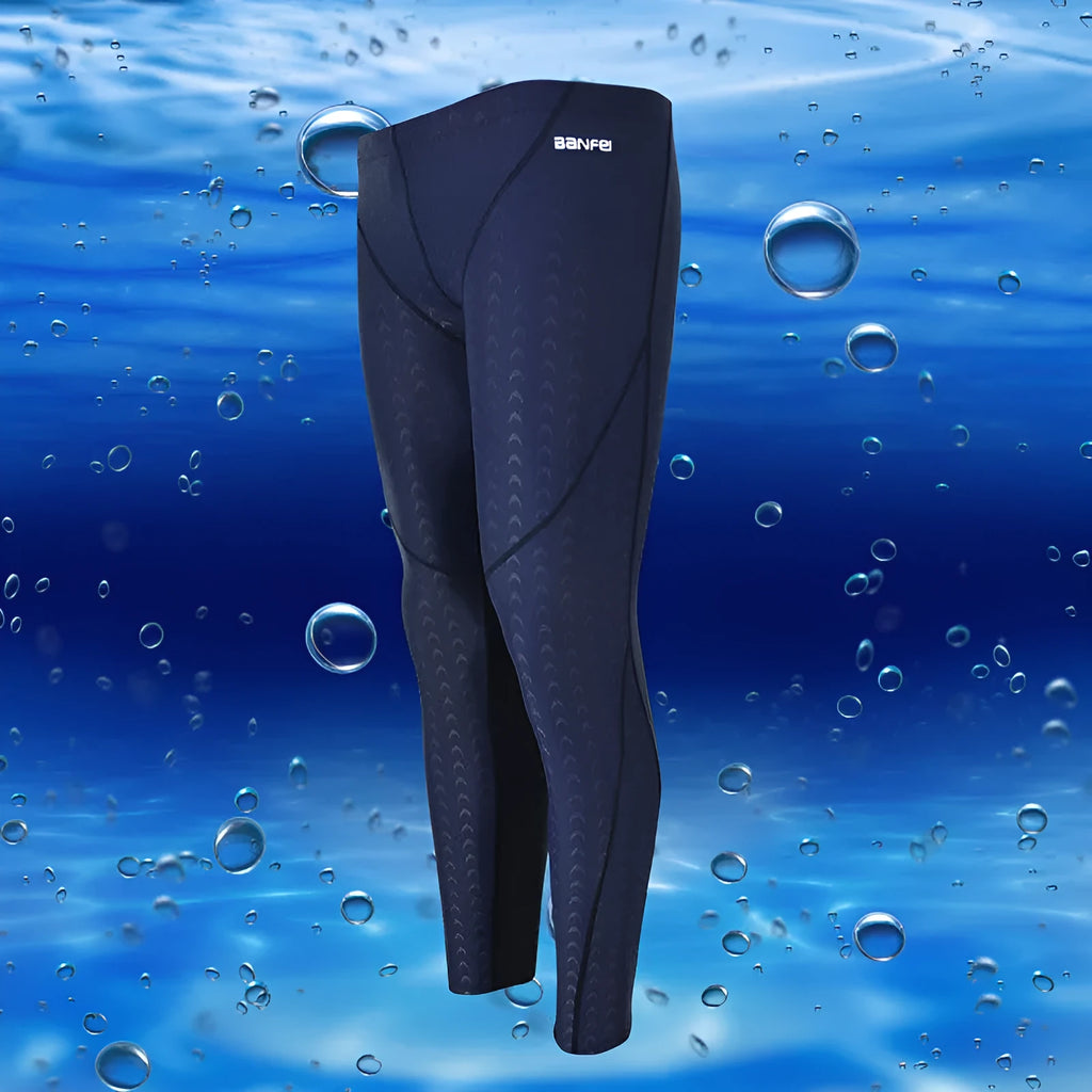 Men's black nylon cropped swimming trunks with green line detail for swimming and sports