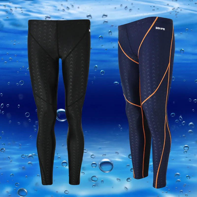 Men's black nylon cropped swimming trunks with green line detail for swimming and sports