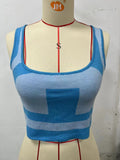 Women's U-collar camisole top with contrast hem in slim fit street fashion style