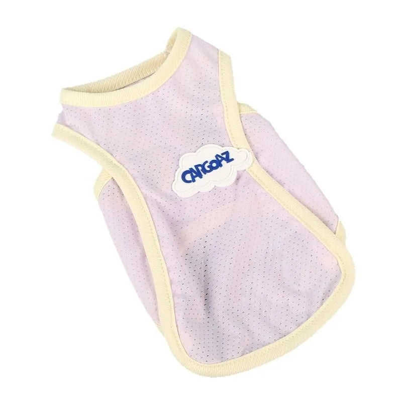 Grass green anti-lint summer vest for a cat on a white background