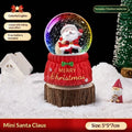 Christmas crystal ball music box with automatic snow, internal lights, and a Santa Claus scene inside a glass dome on a resin base